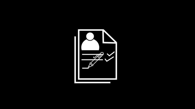 2D flat pen stroke icon revealing horizontal text lines for note taking on black  screen background