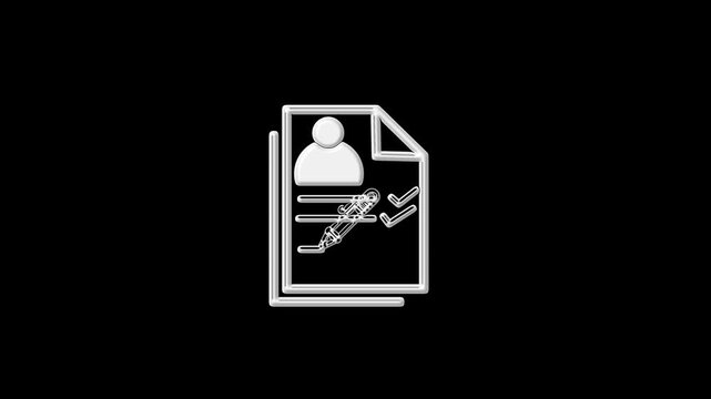 2D flat pen stroke icon revealing horizontal text lines for note taking on black screen background