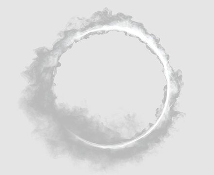 White Mist Circle Border with Ethereal Smoke Overlay PNG