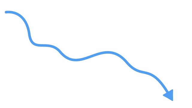 Curved arrow line pointing downward simple minimal graphic animation