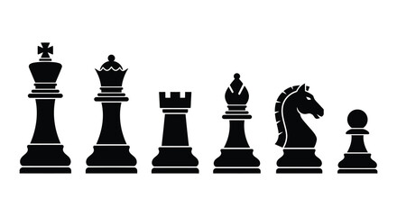 Chess Pieces Silhouette On White Background Vector Illustration © MdNirob