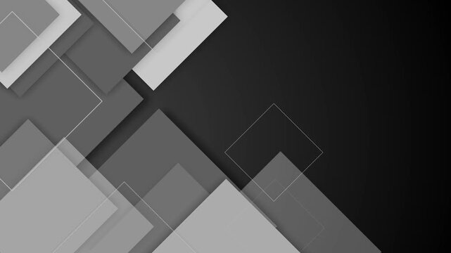 Abstract geometric shapes layered on a dark background with clean modern design animation