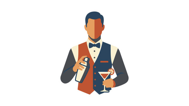 Bartender mixing a cocktail in a martini glass
