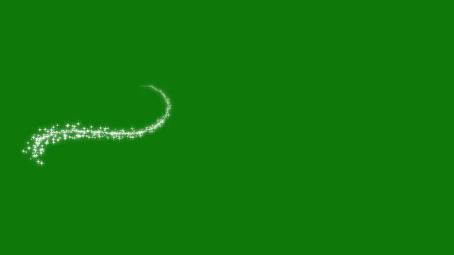 Glittering star line and circle sparkle with luxury white glitter sparkles, magic dust, pixie dust path, twinkling fairy stars, shimmering particles animation, elegant green background overlay in 4k