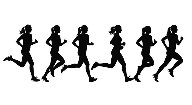 Female Runner Action Sequence Vector Illustration Design for Sports Fitness Training Concepts and Active Lifestyle Health Graphics 17