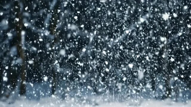 Snowfall in Winter Wonderland with Falling Snowflakes.