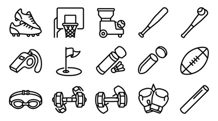 Obraz premium Sports Icons: Diverse Athletic Equipment and Gear Collection