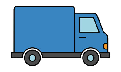 Fototapeta premium Side view icon of a delivery van with clean lines on a white background, minimalist logistics and transport concept