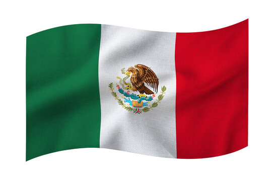 Waving flag of Mexico on transparent background