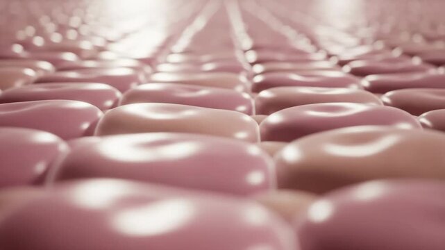 Microscopic Skin Cell View of 3D Rendered Organic Pink Tissue Layers, Ideal for Medical Education and Skincare Marketing.