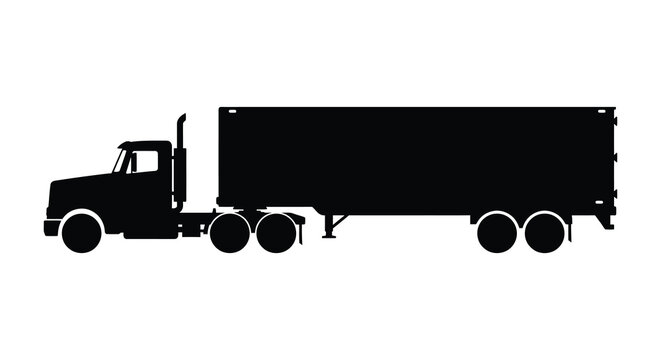 Semi truck Silhouette Against White Background Transportation Industry Graphic