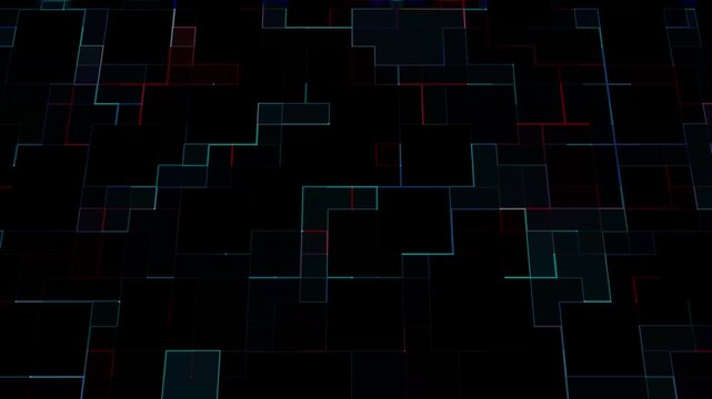 Abstract blue and red 4K grid fx technology background motion graphics with futuristic digital data patterns