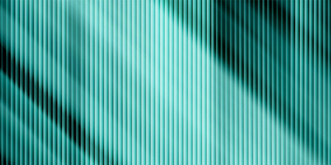 Stained metal premium rib acrylic glass sheet. Fluted door blue green blurred overlay. Wavy stripes refraction, frosted surface pattern. Embossed vertical and horizontal striped transfluent material. © Rafi