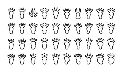Paw vector foot trail print of animal vector icon set foot trail isolated. © Ripon