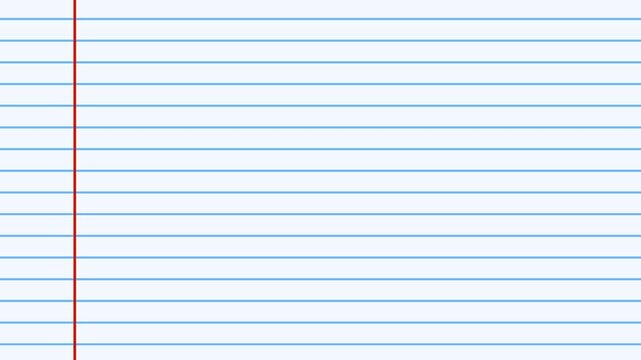 Blue horizontal notebook lines paper background, moving paper sheet video, abstract motion graphic loop video