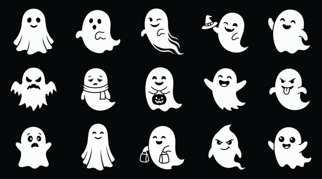 Spooky cute halloween vector bundle ghost characters for festive designs digital art projects