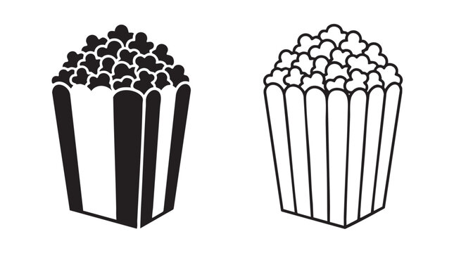 popcorn container vector illustration with fluffy kernels and striped sides