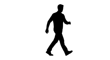 Fototapeta premium Walking man in black silhouette against a white background silhouette