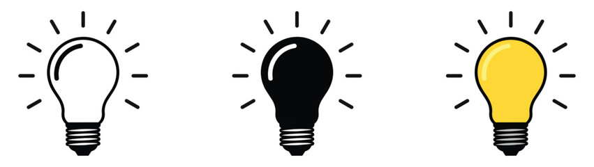 Light bulb icon set. Idea icon. Lamp concept. Light bulb, isolated in modern outline, flat, and colored design. Vector illustration © Umar