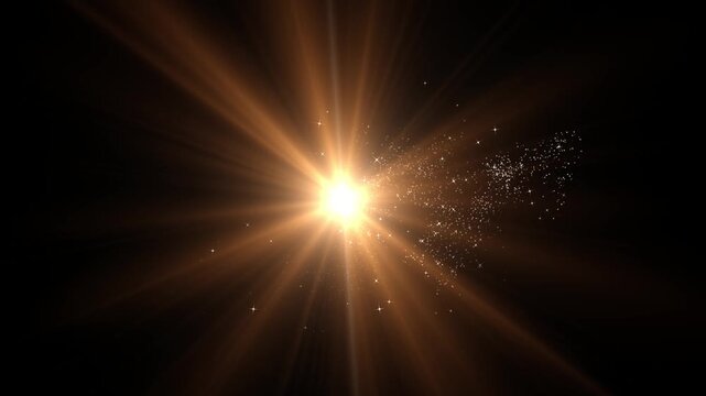 4k golden twinkling stars sparkle trail animation with light flare, magic fairy dust glitter line, white glowing particle effect, luxury starlight transition, smooth black screen overlay loop