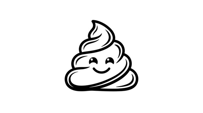 Cute smiling poop emoji cartoon illustration.