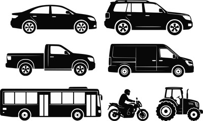 Fototapeta premium transportation icons set , silhouette vector design 