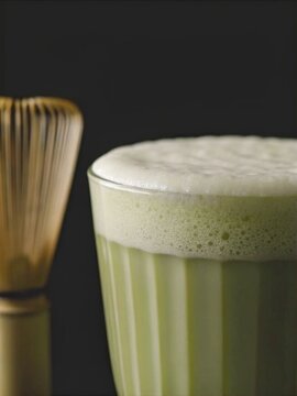 glass of macha drink 