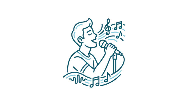 Man singing into microphone with music.