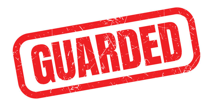 Red rubber stamp vector with bold GUARDED text imprint. Security seal icon isolated on transparent background for official documents and confidenti...