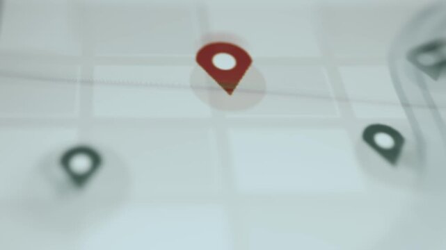 Red location pin marker on a digital map