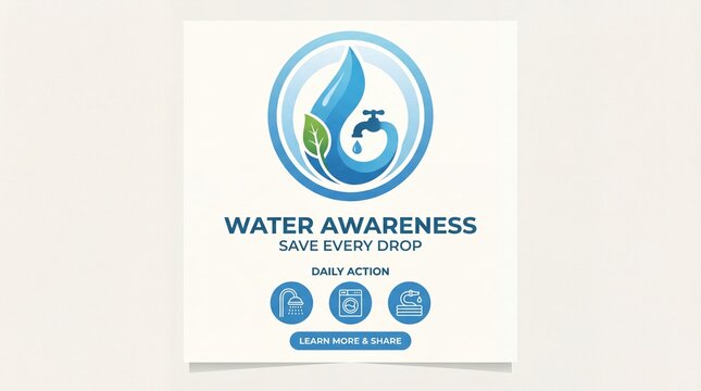 Water Awareness Save Every Drop Daily Action Infographic