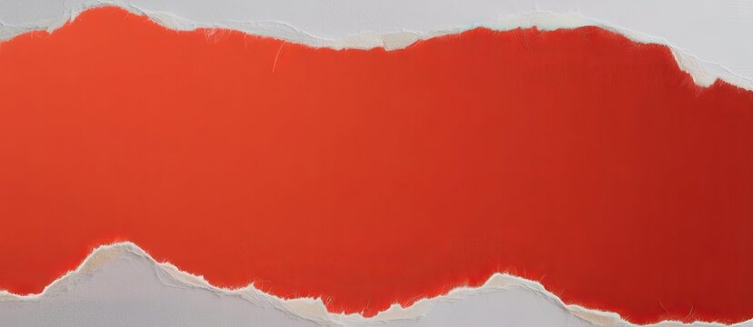 A bright red paper sheet with a torn edge revealing a plain white background, creating a bold contrast between the vibrant color and white