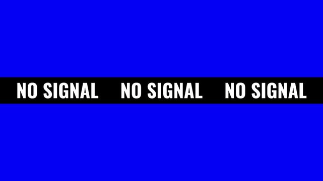 Animated No Signal text on blue screen. Animation Video 4K