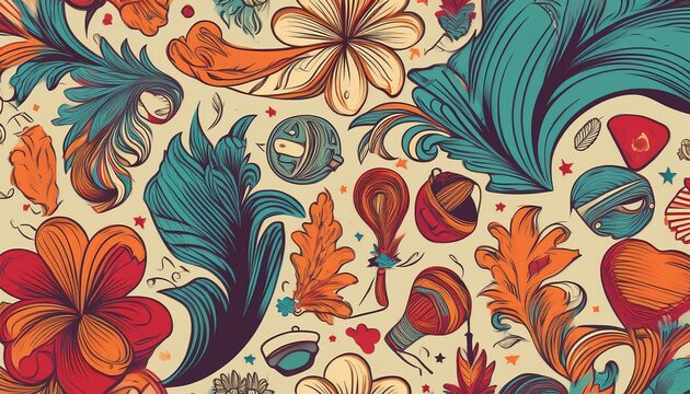 seamless hipster patterns in retro colors