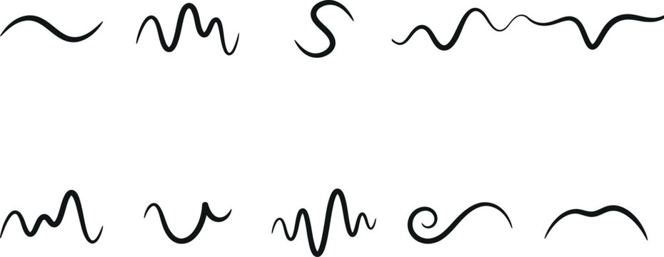 Hand-drawn wavy lines and flowing ink doodle strokes with decorative, abstract