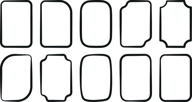 Collection of ten different rectangular frames with rounded corners
