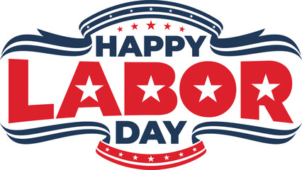 Festive happy labor day banner with stars and stripes celebrating american workers and end of summer © Mst