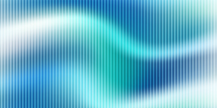 Glass gradient texture with teal and navy ripple pattern and smooth light distortion. Wavy abstract flow, futuristic blur effect, reeded vertical displacement. Vector illustration