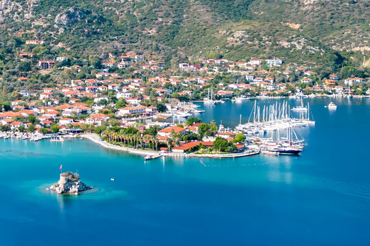 Selimiye Coastline drone view in Marmaris Town of Turkey