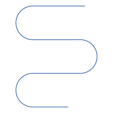 Blue s-shaped wavy line path forming a serpentine design element with s shape serpentine abstract isolated geometry movement