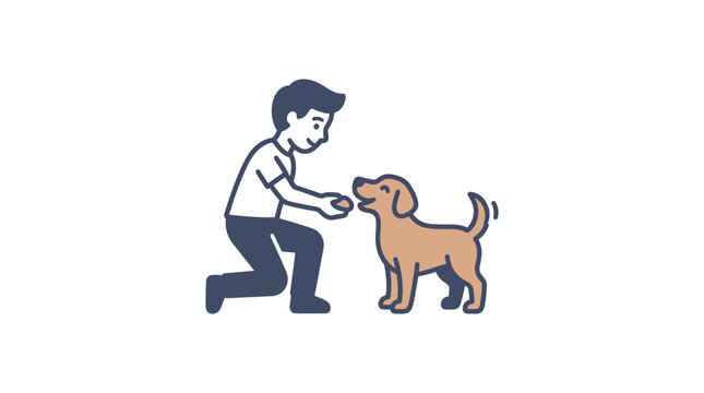 Man interacting with a dog.