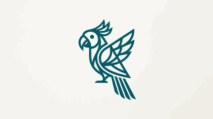 Green parrot bird line art icon. © Lemah