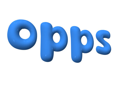 3D Blue Opps Error Text Font Isolated on Transparent Background