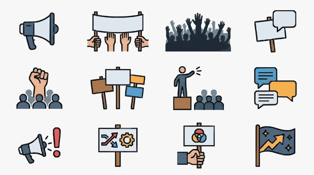 Illustrated Protest and Activism Icons.