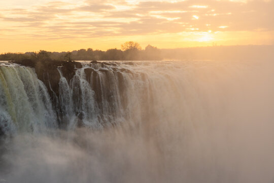 sunrise over Victoria Falls from the Zimbabwe, Africa side