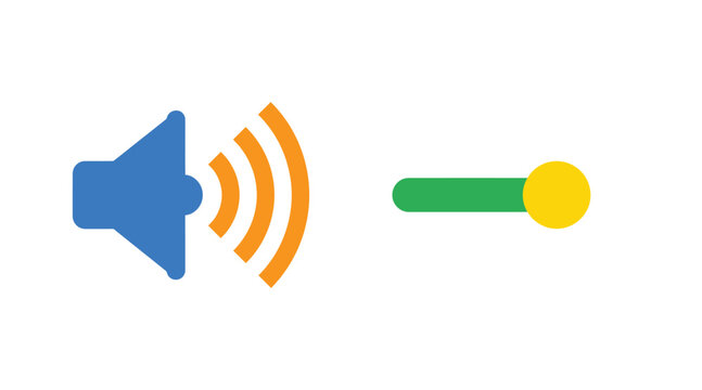 Volume sound speaker icon with a green slider adjustment bar interface adjustment settings technology application multimedia software communication elements
