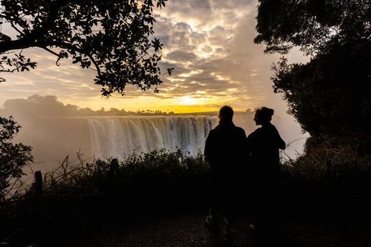 sunrise over Victoria Falls from the Zimbabwe side, Zimbabwe, Africa