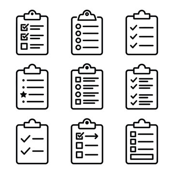 Clipboard collection with checklists and survey forms clipboard checklist document management business information