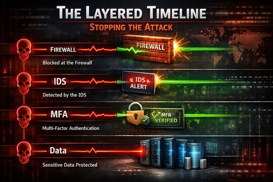 Cybersecurity Layered Defense Timeline: Stopping Cyber Attacks and Protecting Data