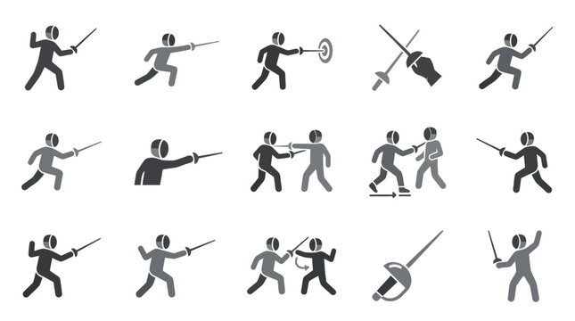 Stick figures wielding swords fighting poses.